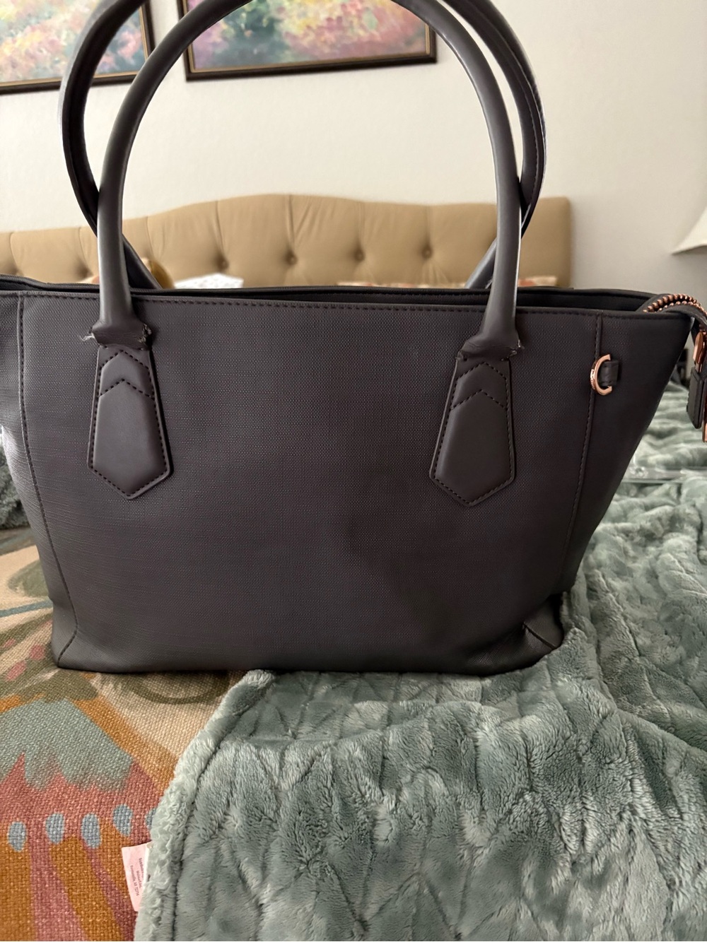Dagne Dover Grey Signature Tote with Rose Gold Hardware